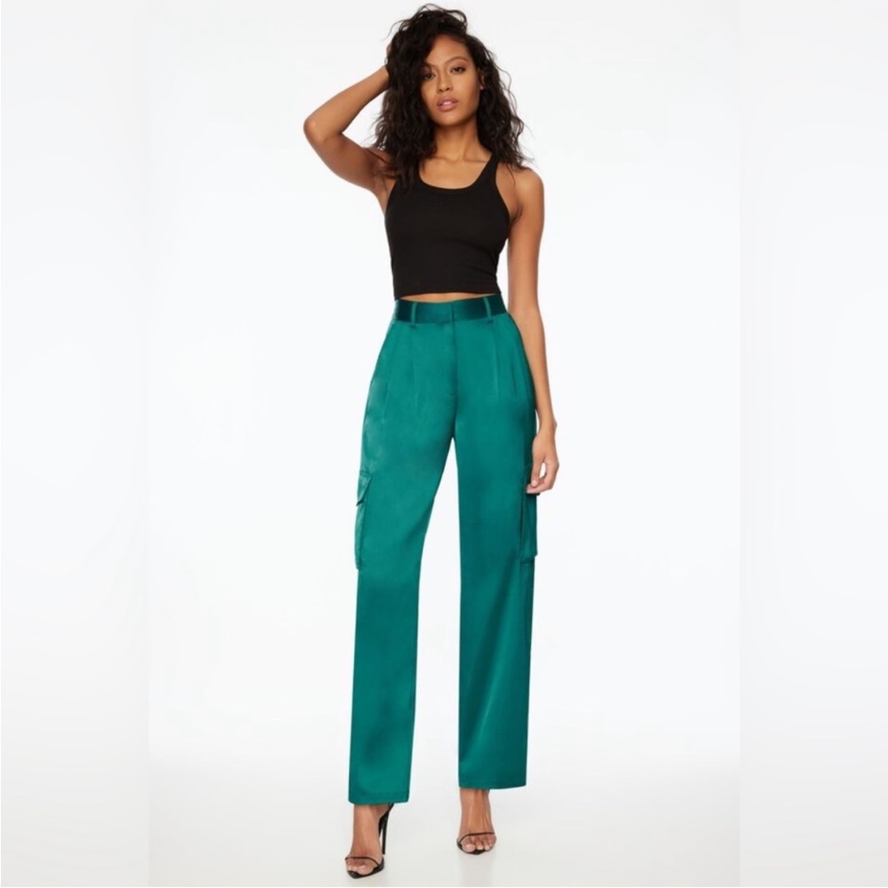 Izabel Satin Straight Leg Cargo Pants